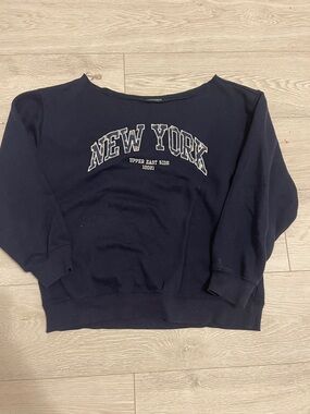 wild fable Navy Textured Crew Sweatshirt